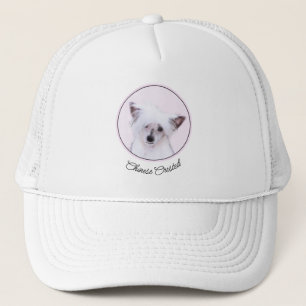 Chinese Crested Powderpuff Painting - Dog Art Trucker Hat
