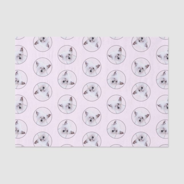 Chinese Crested Powderpuff White Painting Dog Art Tissue Paper (Front)