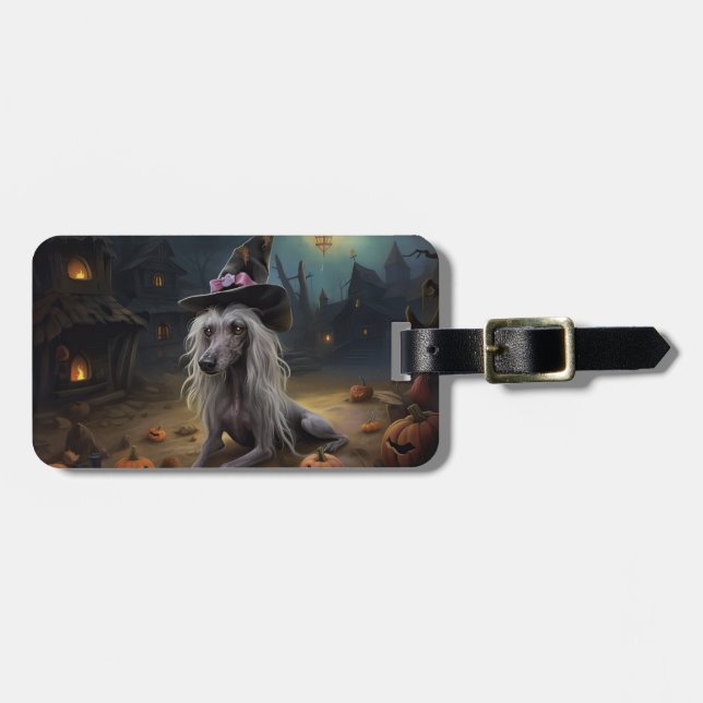 Chinese Crested Pumpkins Halloween Scary  Luggage Tag (Front Horizontal)