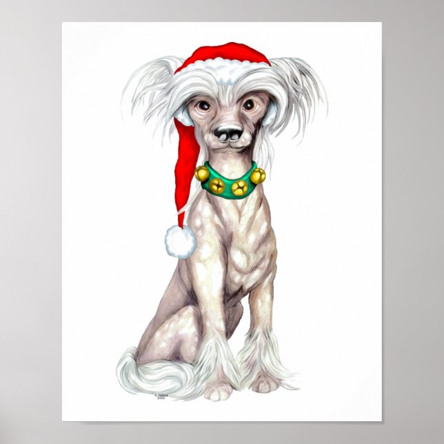 Chinese Crested Santa Poster (Front)