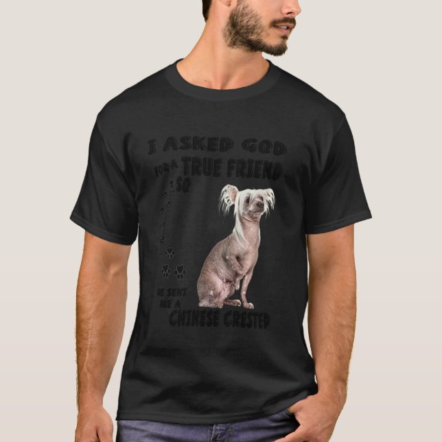 Chinese Crested Saying Mum Dad Costume Hairless Pu T-Shirt (Front)