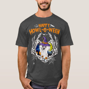 Chinese Crested Skeleton Heart Happy HowlOWeen Cos T-Shirt