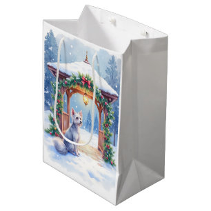Chinese Crested Snowy Gazebo Christmas Art Medium Gift Bag