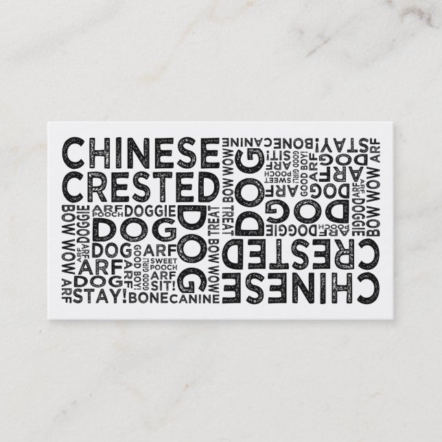 Chinese Crested Typography Business Card (Front)