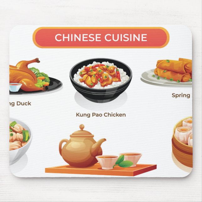 Chinese cuisine illustration mouse pad (Front)