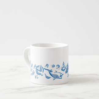 Chinese Cuisine Ink Drawing Espresso or Tea Cup