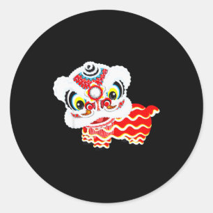 Chinese Cute Traditional Dancing Lion Art Happy Ne Classic Round Sticker