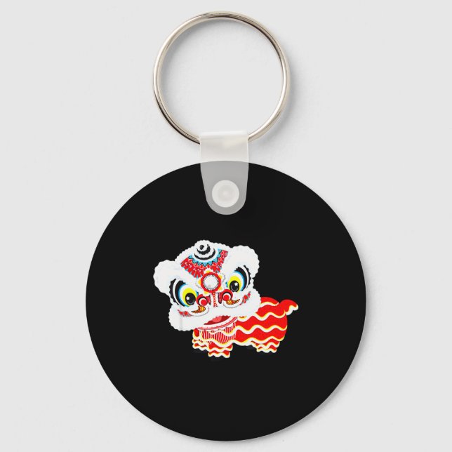 Chinese Cute Traditional Dancing Lion Art Happy Ne Key Ring (Front)