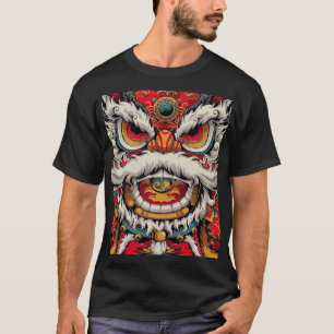 Chinese Dancing Lion Colourful Illustration T-Shirt