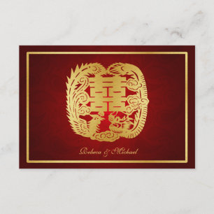 Chinese Double Happiness Dragon / Phoenix RSVP Card