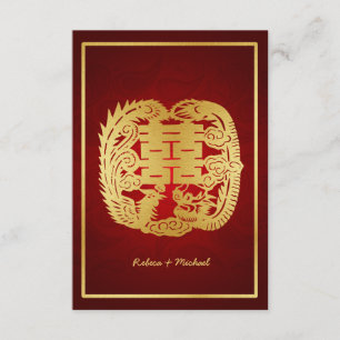 Chinese Double Happiness Dragon / Phoenix RSVP Card