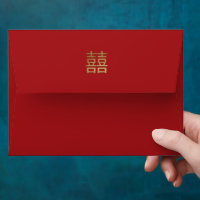 Chinese Double Happiness Gold Insert Money Red