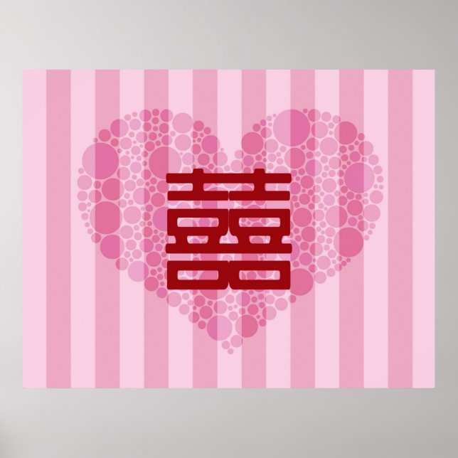 Chinese Double Happiness Wedding Poster (Front)