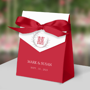 Chinese Double Happiness Wedding Thank You Favour Box