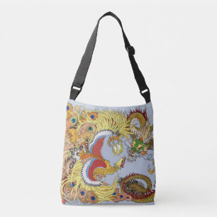 Chinese dragon ang golden phoenix crossbody bag
