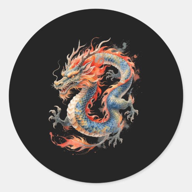 Chinese Dragon Asian Mythology Zodiac  Classic Round Sticker (Front)