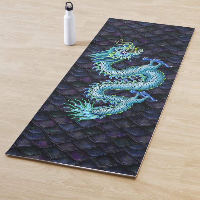 Chinese Dragon Blue Yoga Mat (In Situ)