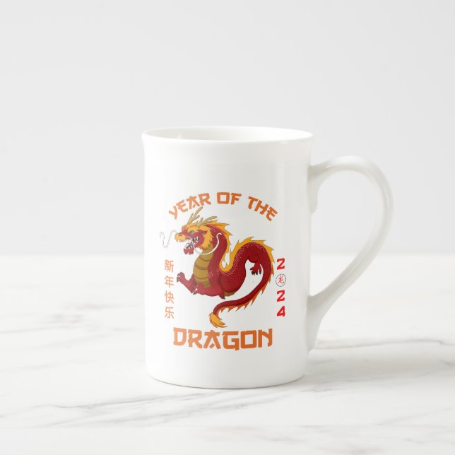 Chinese dragon, chinese new year 2024 bone china mug (Right)