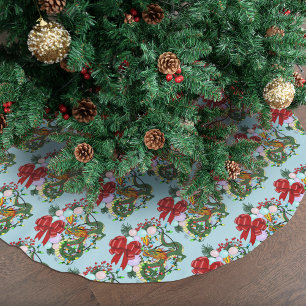 Chinese Dragon Christmas Wreath Brushed Polyester Tree Skirt