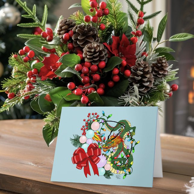 Chinese Dragon Christmas Wreath Card (Creator Uploaded)