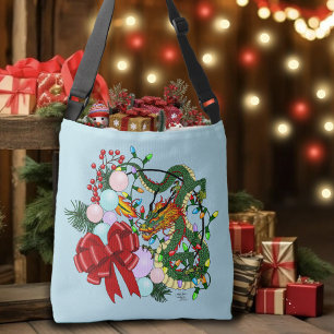 Chinese Dragon Christmas Wreath Crossbody Bag