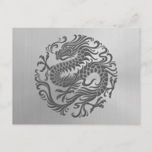 Chinese Dragon Circle with Stainless Steel Effect Postcard