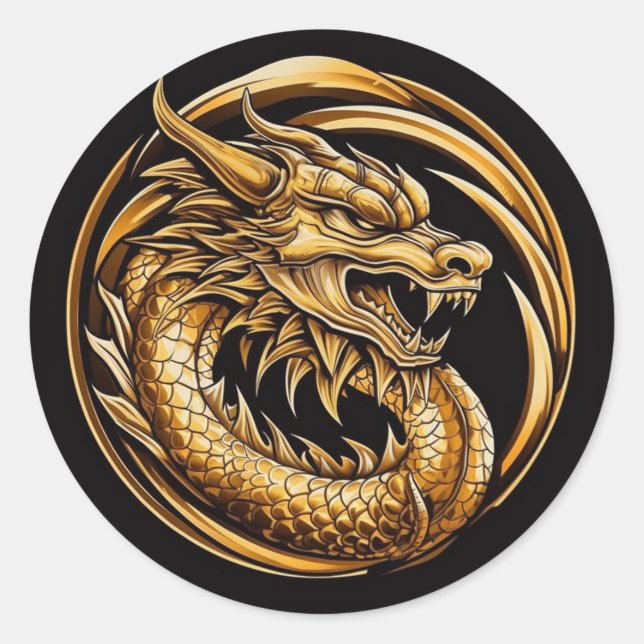 Chinese Dragon Classic Round Sticker (Front)