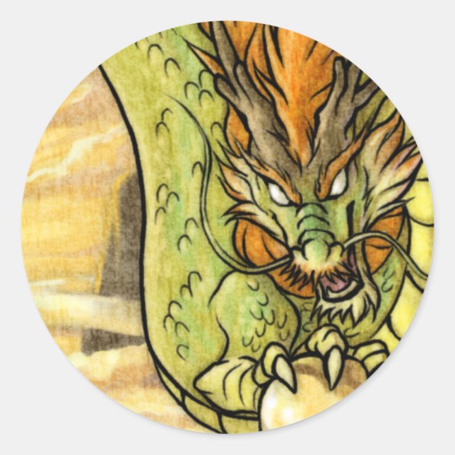 Chinese dragon classic round sticker (Front)