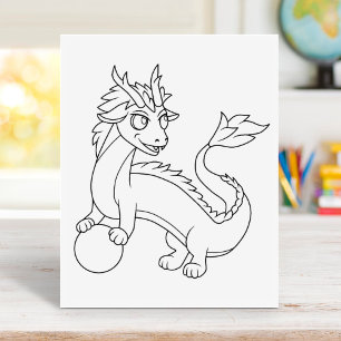 Chinese Dragon Colouring Page Poster