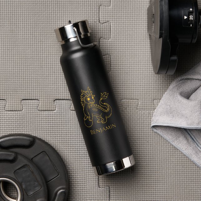 Chinese Dragon Custom Name Water Bottle (Gym (Rotated))