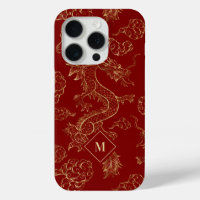 Chinese Dragon Gold and Dark Red