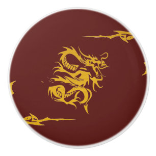 Chinese Dragon, Gold Dragon, Fantasy, Mythology Ceramic Knob
