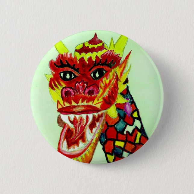 Chinese Dragon Head 6 Cm Round Badge (Front)