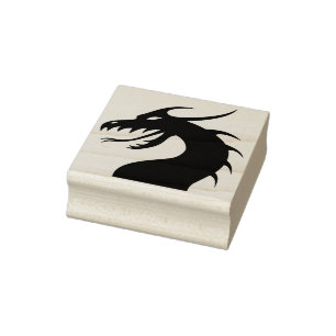 Chinese Dragon head mirror silhouette art stamp