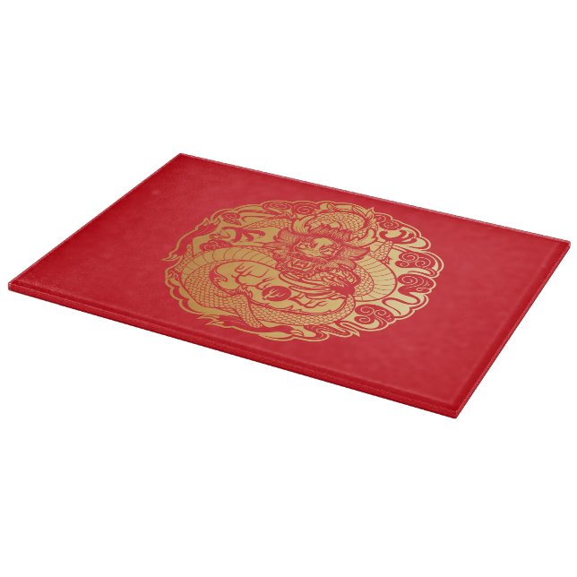 Chinese dragon in clouds cutting board (Corner)