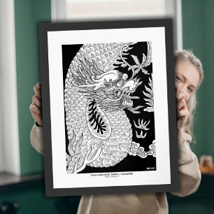 Chinese Dragon Ink Sketch Wall Art Print