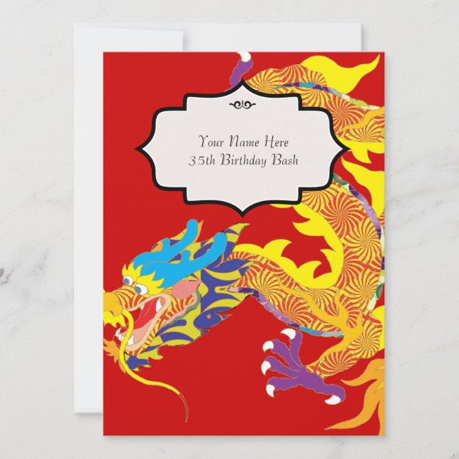 Chinese Dragon  Inspired Invitation (Front)