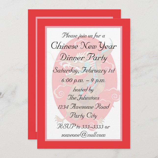 Chinese Dragon Invitation (Front/Back)