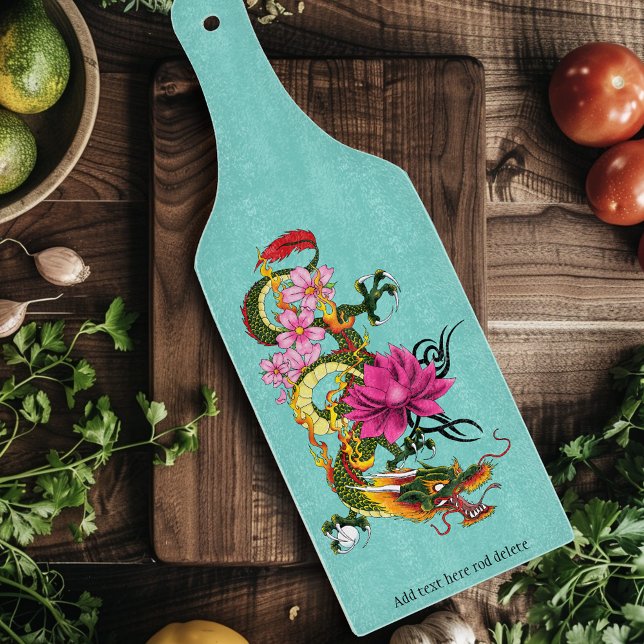 Chinese Dragon Lotus Cherry Blossoms Cutting Board (Creator Uploaded)