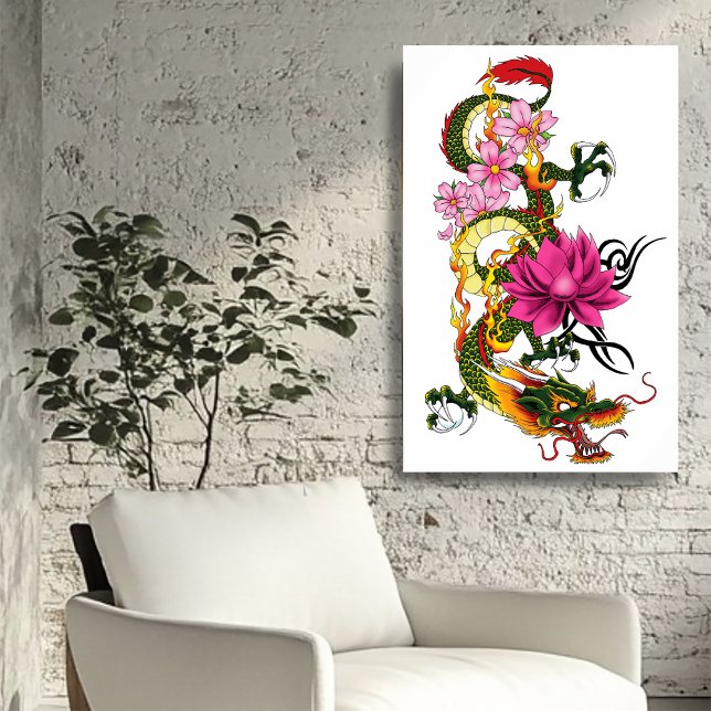 Chinese Dragon Lotus Cherry Blossoms Poster (Creator Uploaded)