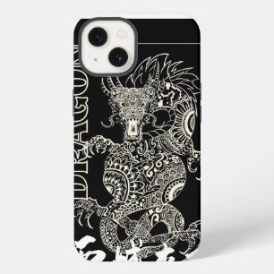 Chinese Dragon Mandala Zentangle Pattern Black iPhone 13 Case