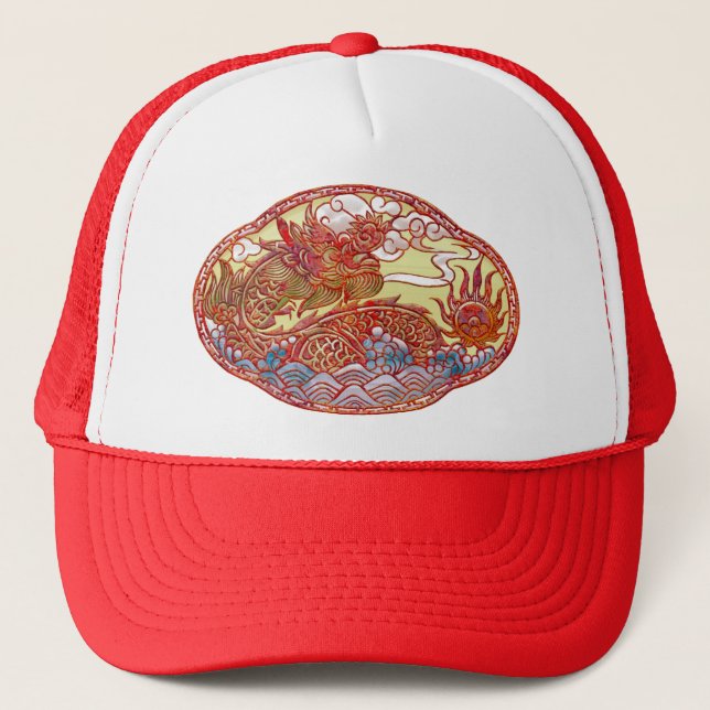 Chinese Dragon Medallion Trucker Hat (Front)