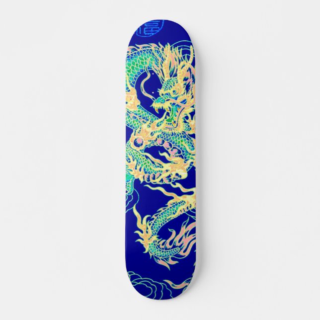 Chinese Dragon Neon Element Custom Pro Park Board Skateboard (Front)