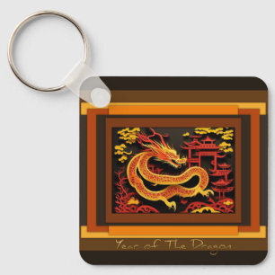 Chinese Dragon New Year 2024 Monogram SqK02 Key Ring