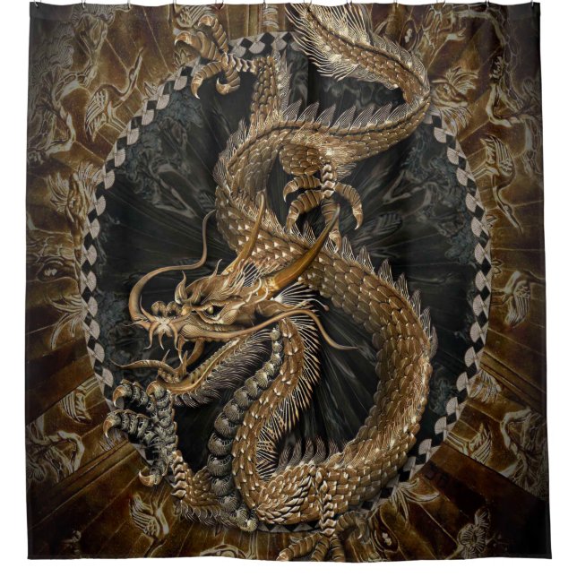 Chinese Dragon Oriental Dragon Shower Curtain (Front)