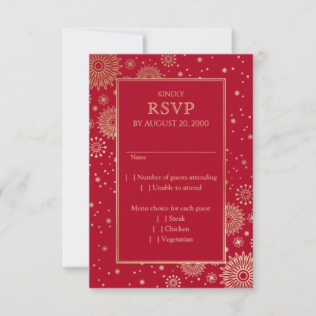 Chinese Dragon Phoenix Wedding RSVP Card (Front)