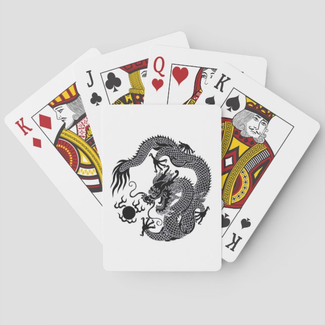 Chinese Dragon Playing Card White and Black (Back)
