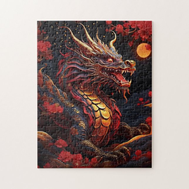 Chinese Dragon Puzzle - Mythical Asian Jigsaw (Vertical)