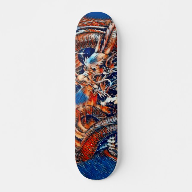 Chinese Dragon Rain Element Custom Pro Park Deck Skateboard (Front)