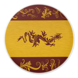 Chinese Dragon, Red Dragon, Fantasy, Mythology Ceramic Knob